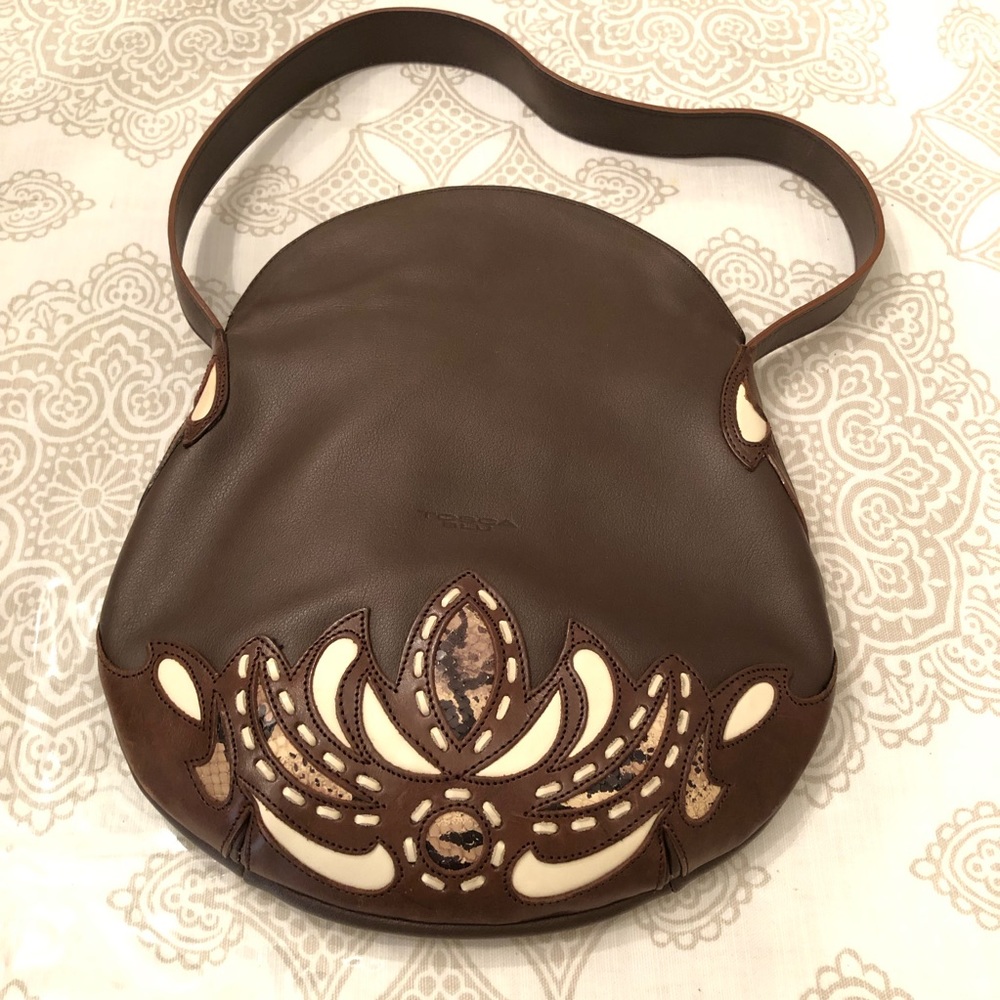 "Tosca Blu" Brown Leather Embellished Made in Italy Purse